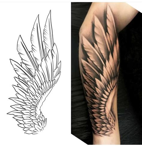 forearm wing tattoo stencil|More.